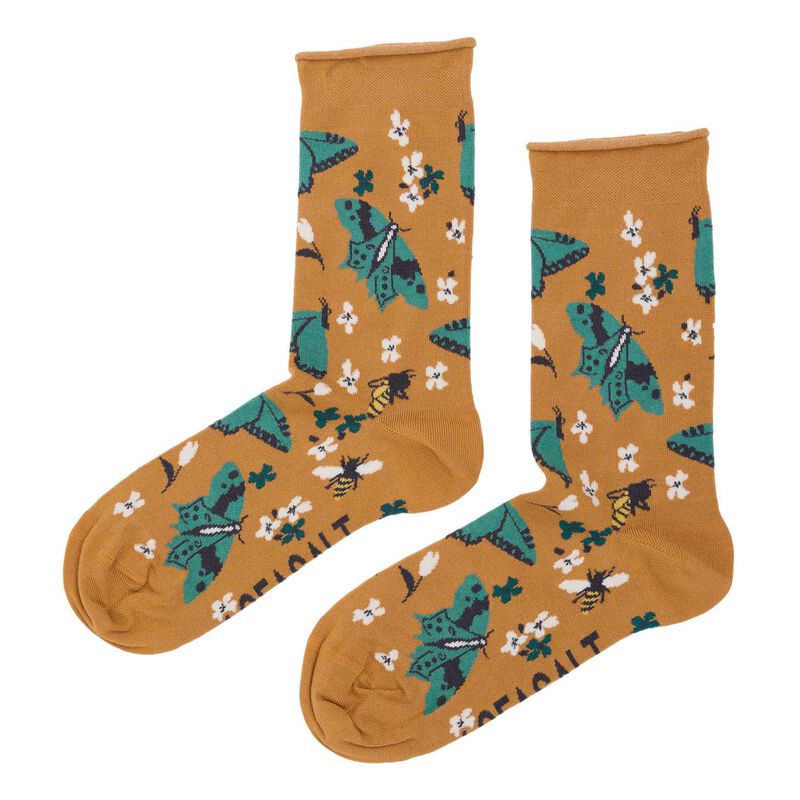 Seasalt Cornwall Bamboo Arty Socks - Wing Flower Mango image number 0